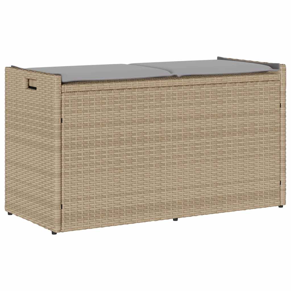 Förvaringsbänk för utomhusbruk dyna beige 100 cm konstrotting