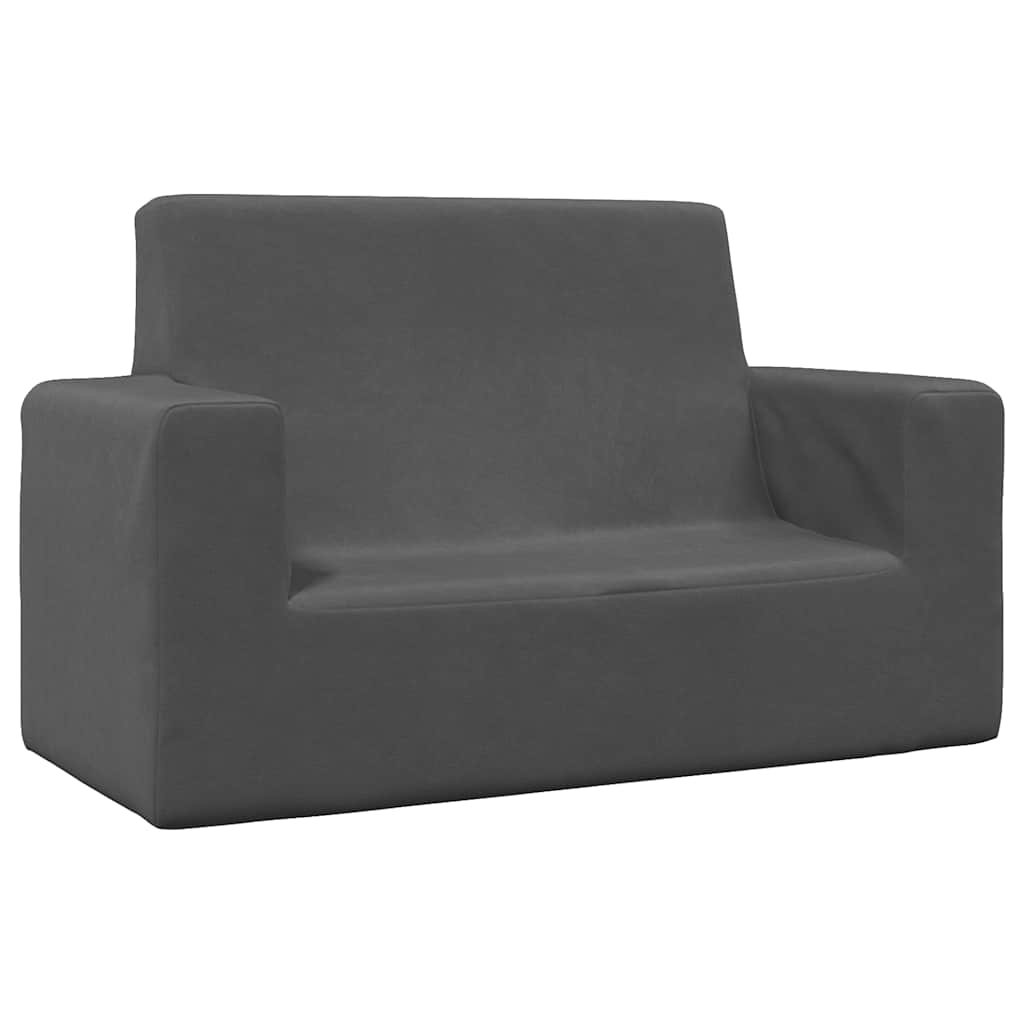 Barnsoffa 2-sits antracit mjuk plysch