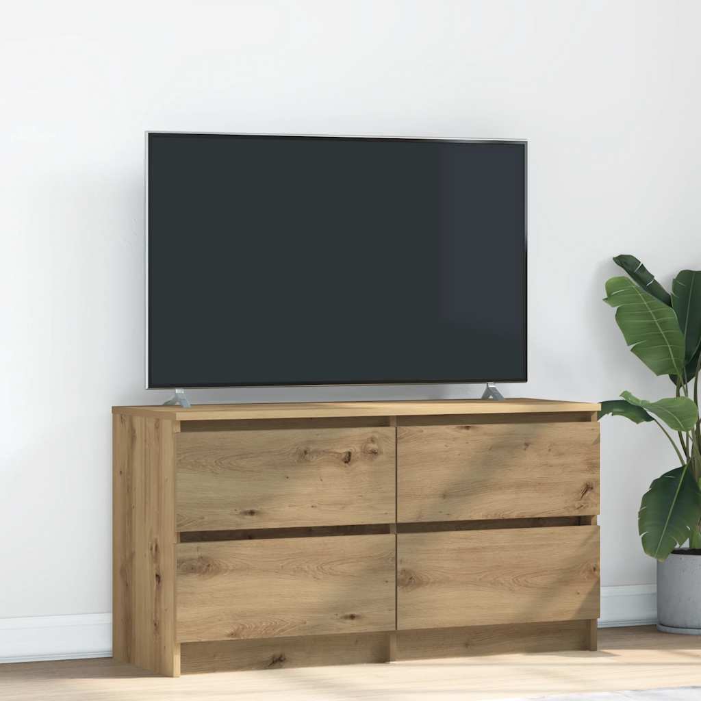 TV-bänk hantverksmässig ek 100x35x54 cm konstruerat trä