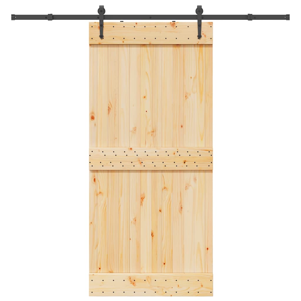 Skjutdörr med beslag 95x210 cm massiv furu