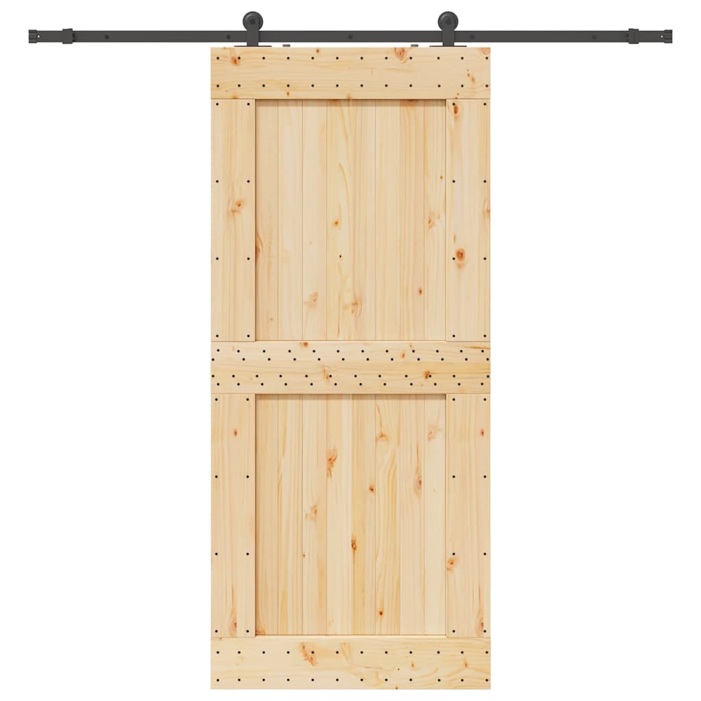 Skjutdörr med beslag 100x210 cm massiv furu