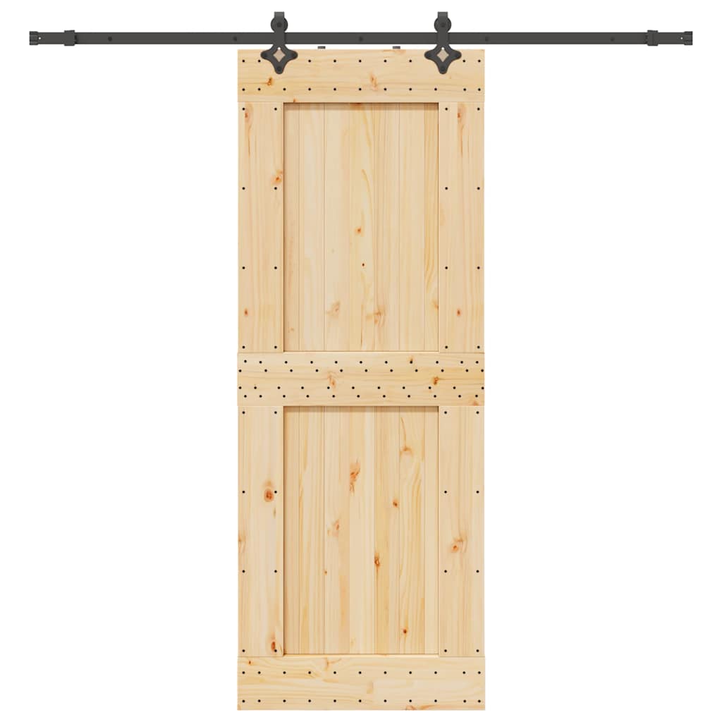 Skjutdörr med beslag 85x210 cm massiv furu