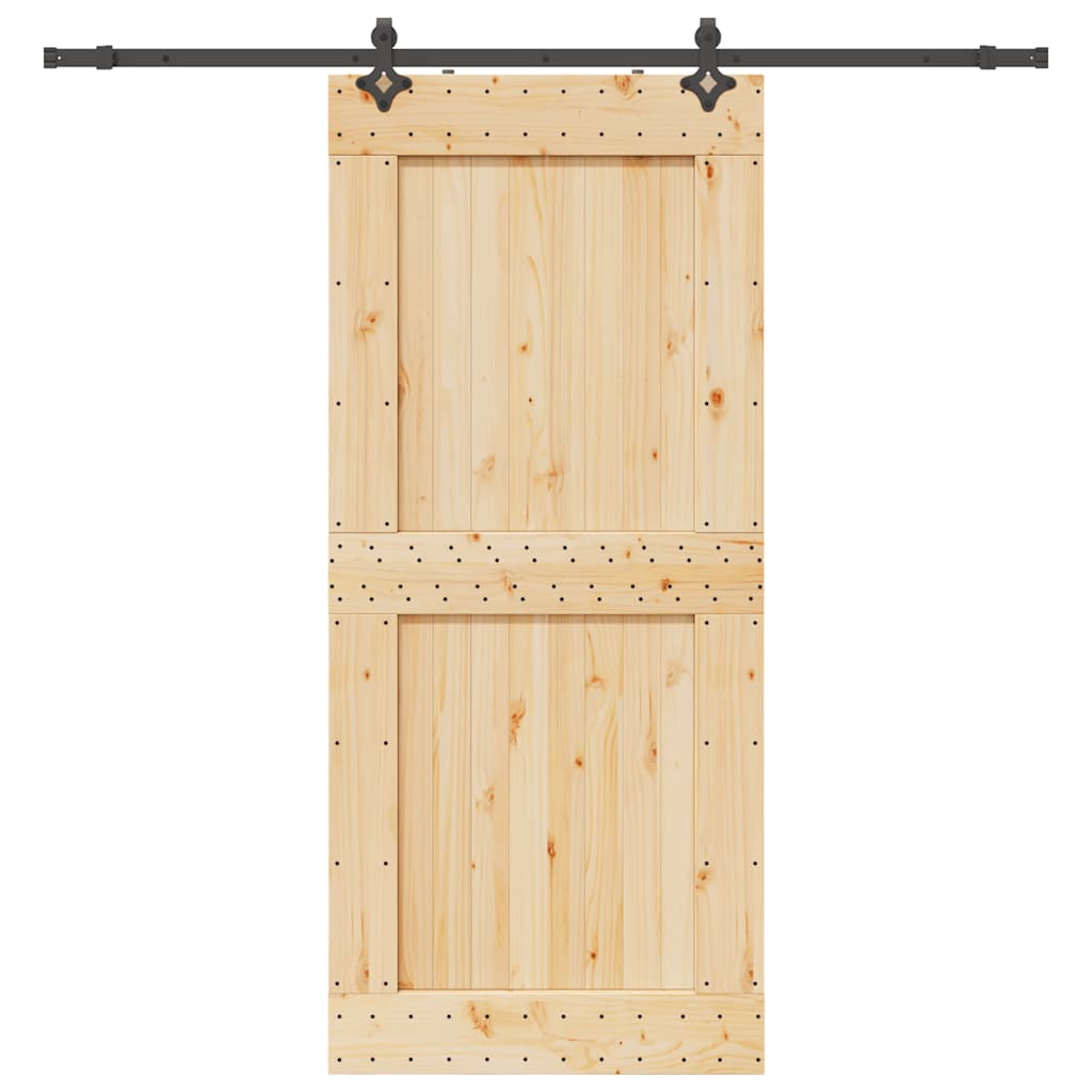 Skjutdörr med beslag 100x210 cm massiv furu