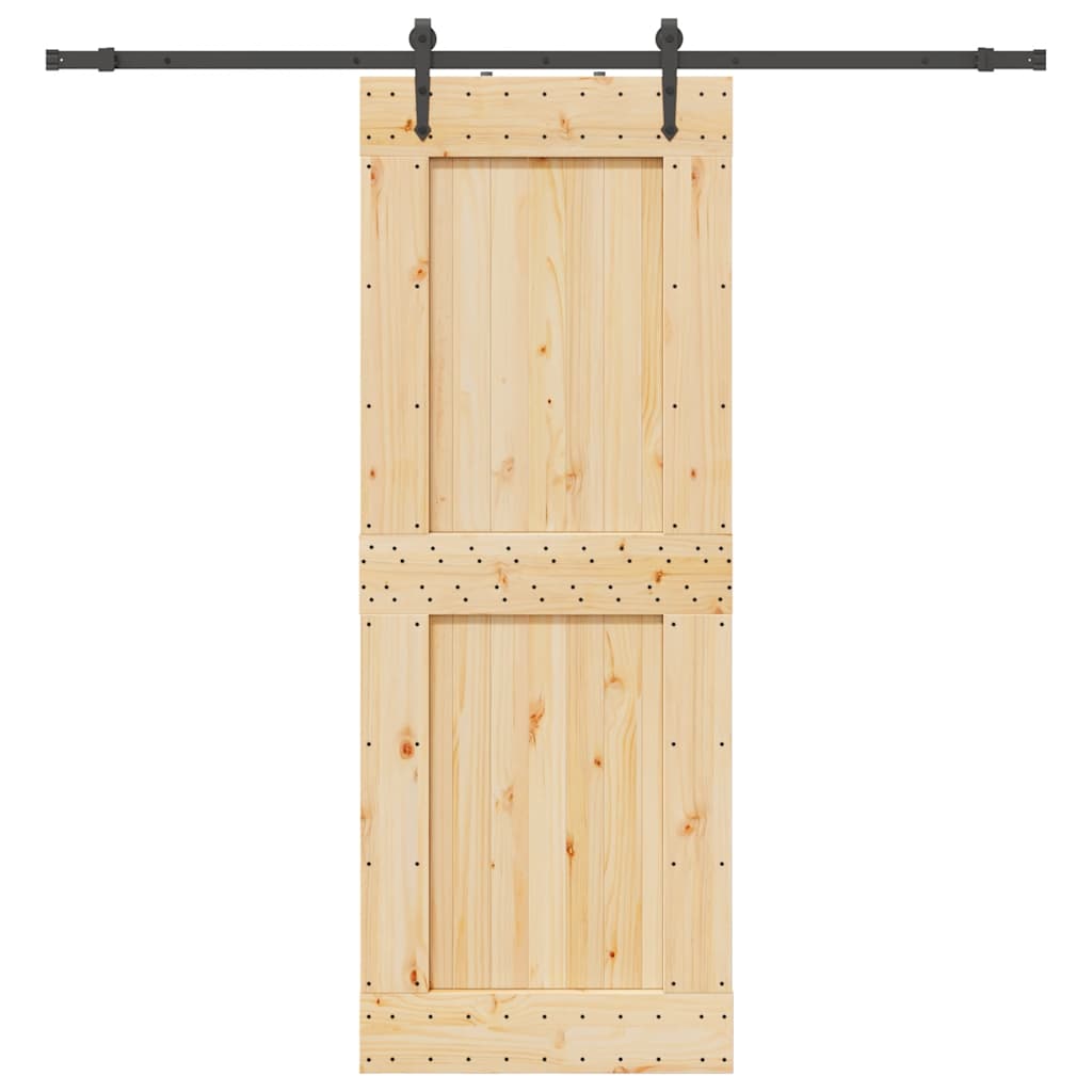 Skjutdörr med beslag 85x210 cm massiv furu