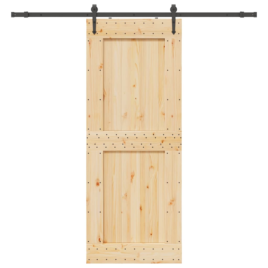 Skjutdörr med beslag 90x210 cm massiv furu