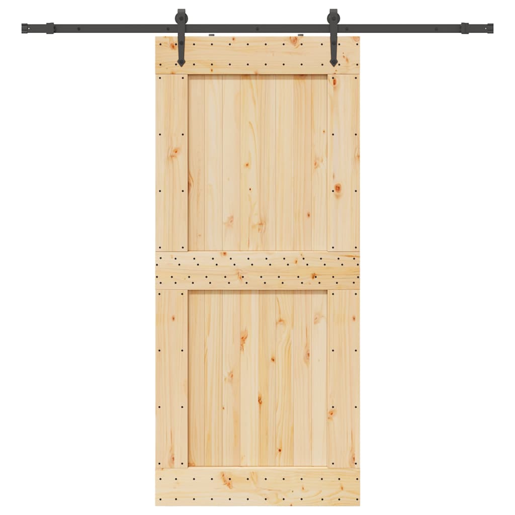 Skjutdörr med beslag 100x210 cm massiv furu