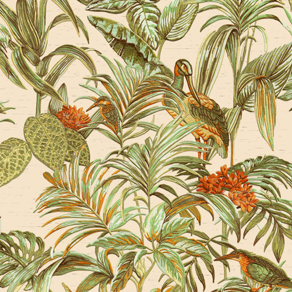 DUTCH WALLCOVERINGS Tapet Bird-of-Paradise grön