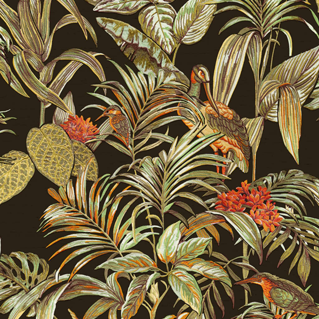 DUTCH WALLCOVERINGS Tapet Bird-of-Paradise svart