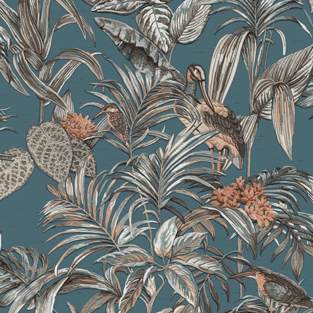 DUTCH WALLCOVERINGS Tapet Bird-of-Paradise blå