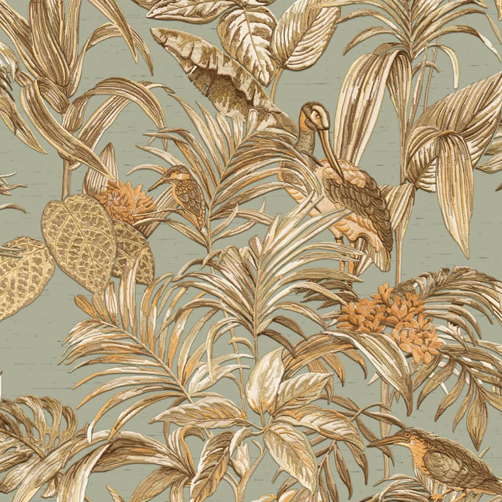 DUTCH WALLCOVERINGS Tapet Bird-of-Paradise blågrön