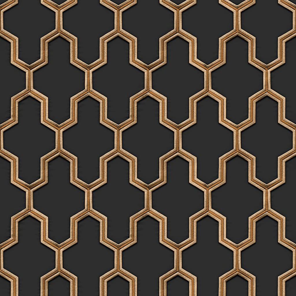 DUTCH WALLCOVERINGS Tapet Geometric svart och guld